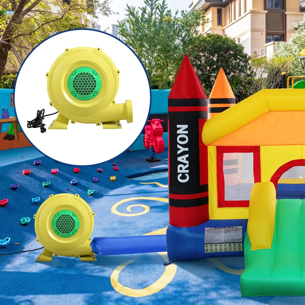 Outdoor Safe, Indoor Pump for Slides, Blower, - Fan Inflatable Yellow Green Portable Water Castle, Bounce Air and