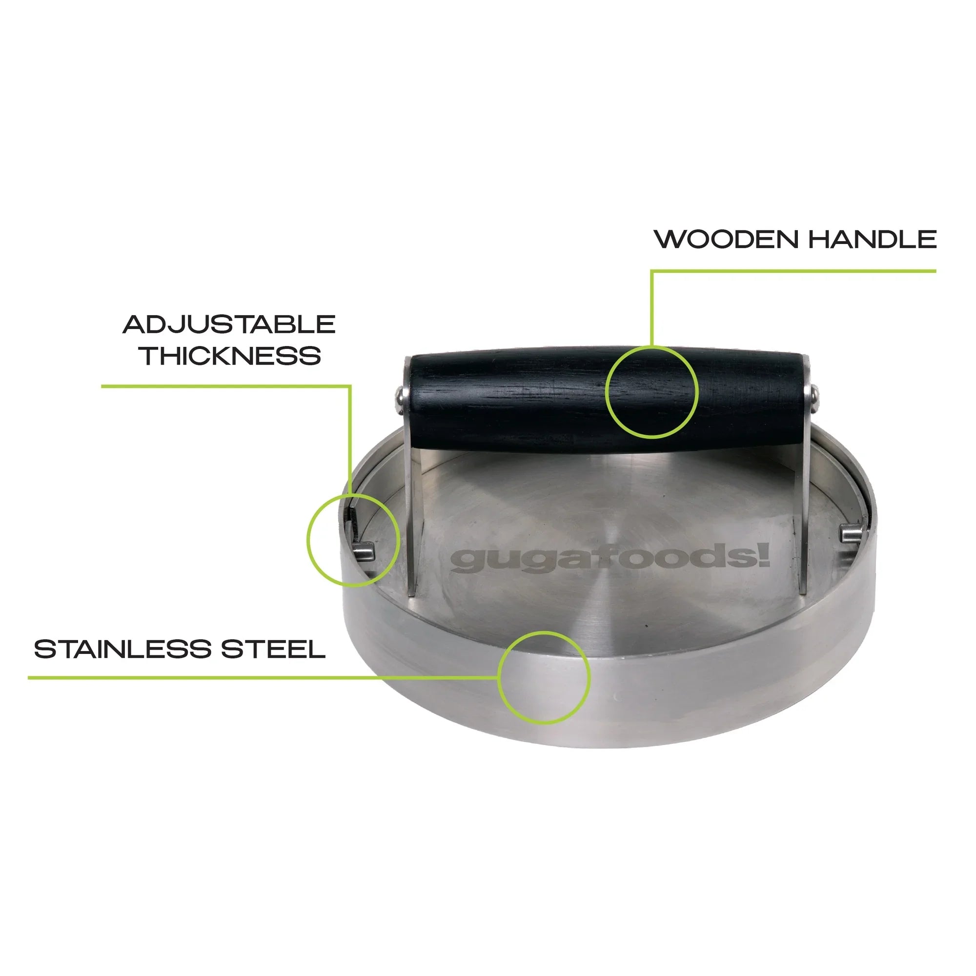 Maker, Patty Kit, Steel Burger Hamburger Foods Adjustable Guga Stainless Press Smashed