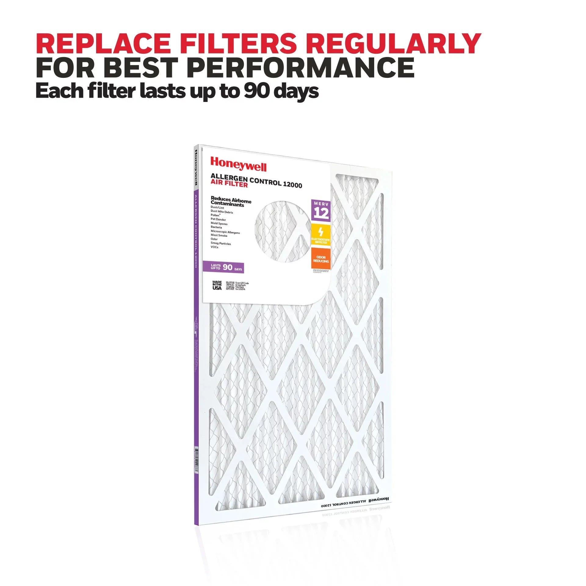 Furnace Pack 16x20x1 Filter Pleated -4 12 MERV Honeywell Air HVAC