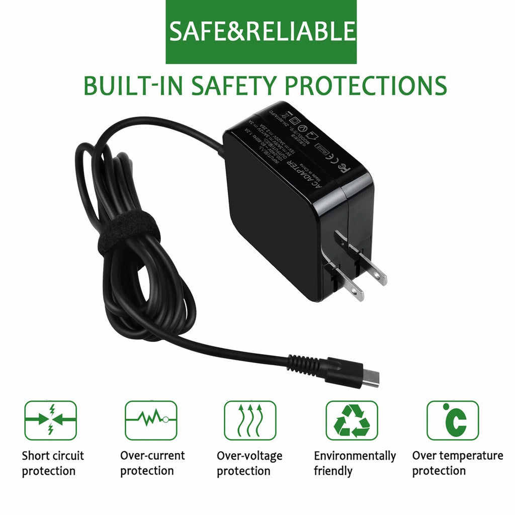 BOO KONKIN Replacement 45W Charger Lenovo 81QC MTK AC Type-C 2nd Adapter 300e Compatible Type for Chromebook Gen