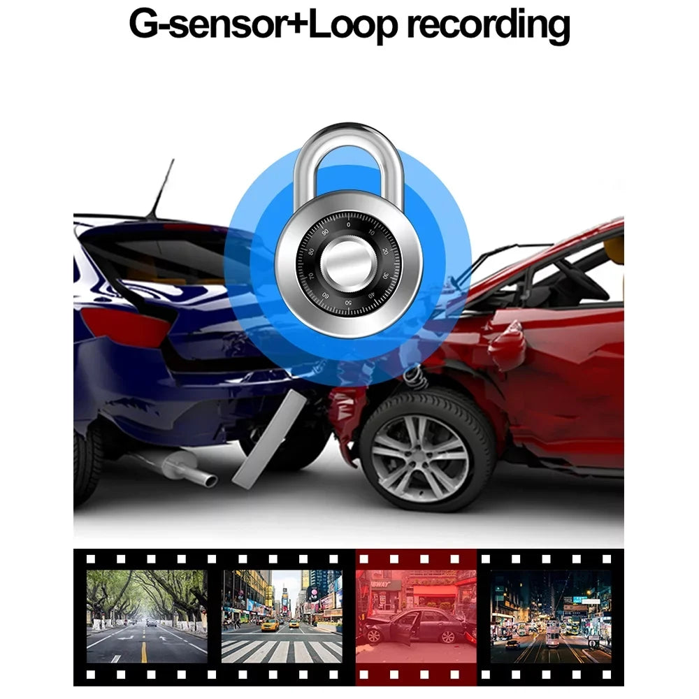 Cam 4K Paddsun View Control Backup WiFi Mirror Rear Dash Voice GPS Car 12" Dual Camera