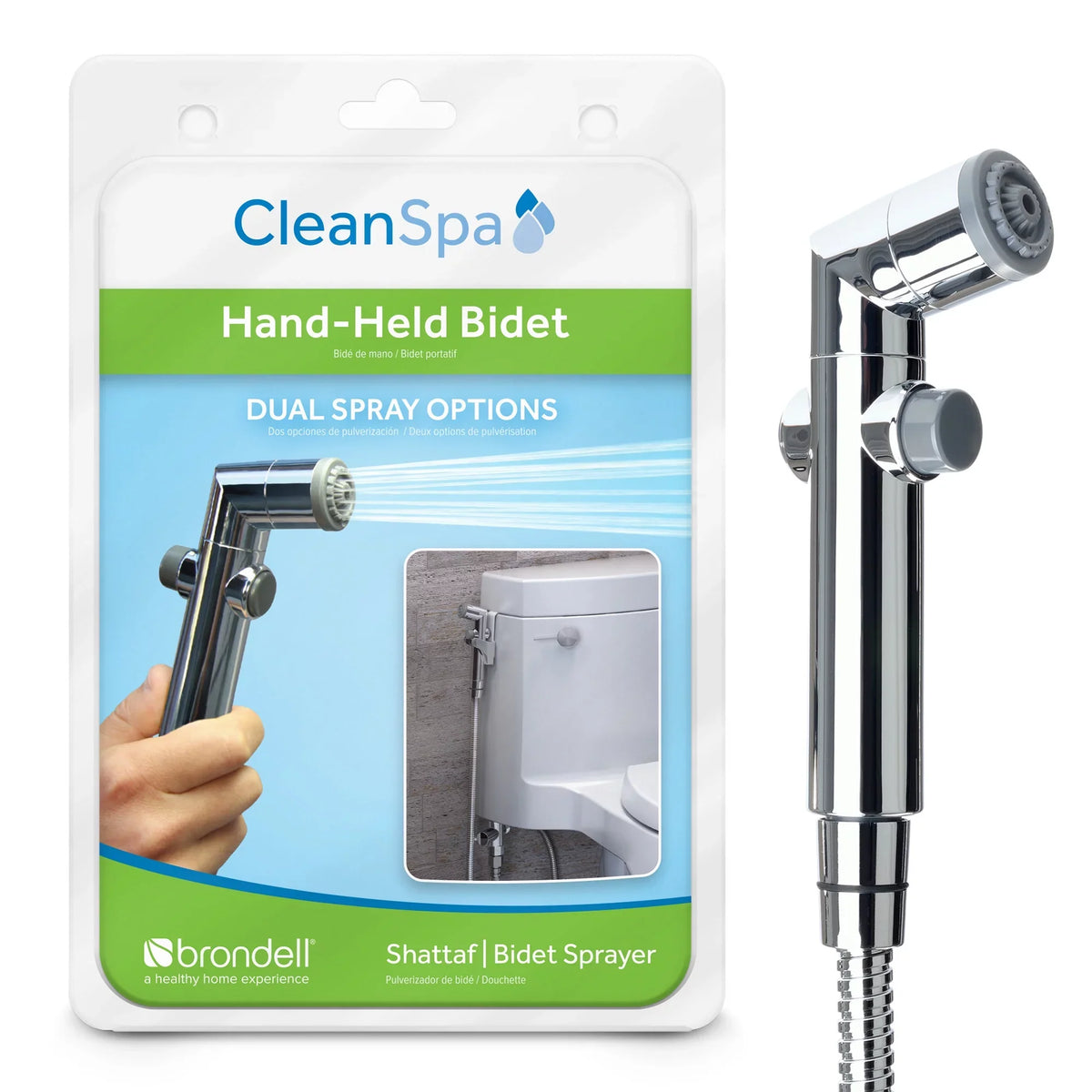 Accessories Silver, Spray CleanSpa Pattern Dual with in All Sprayer Hand Included Brondell Bidet Held