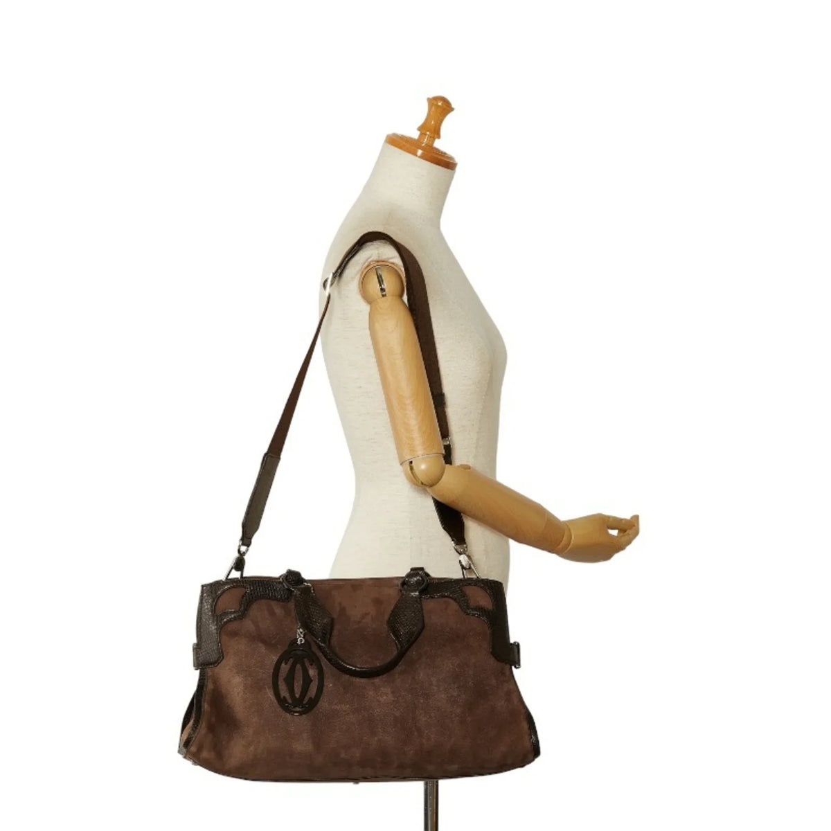 Pre-Owned Cartier Ladies CARTIER Handbag Marcello (Good) Leather Suede Brown