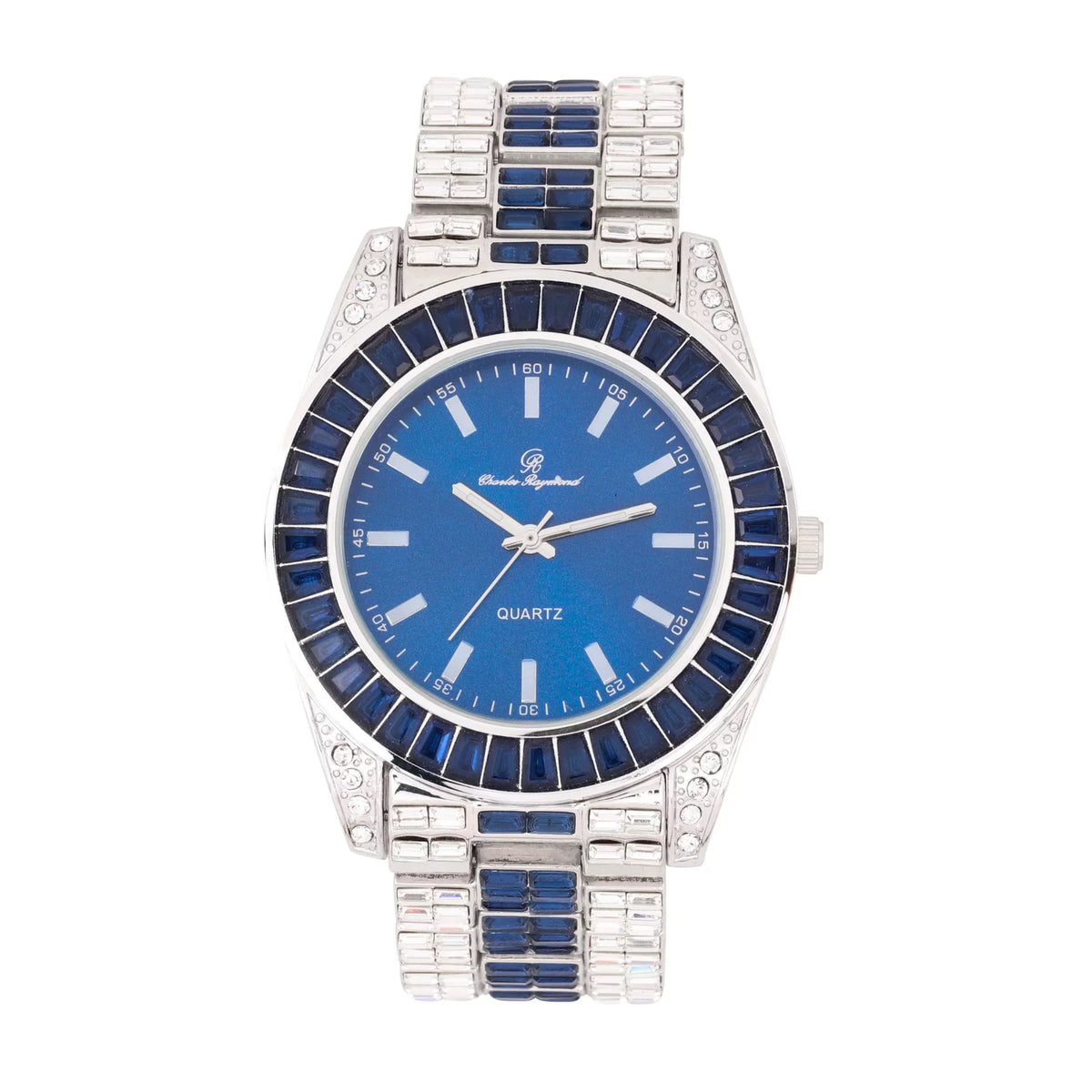 Raymond Crysal The Colorful Bling'ed and of Charles ST10377S Blue Down - Jet Wrist Clear with Bust Flawless Watch Newest Lotta Timepiece Baquettes! Whitest and The Out on