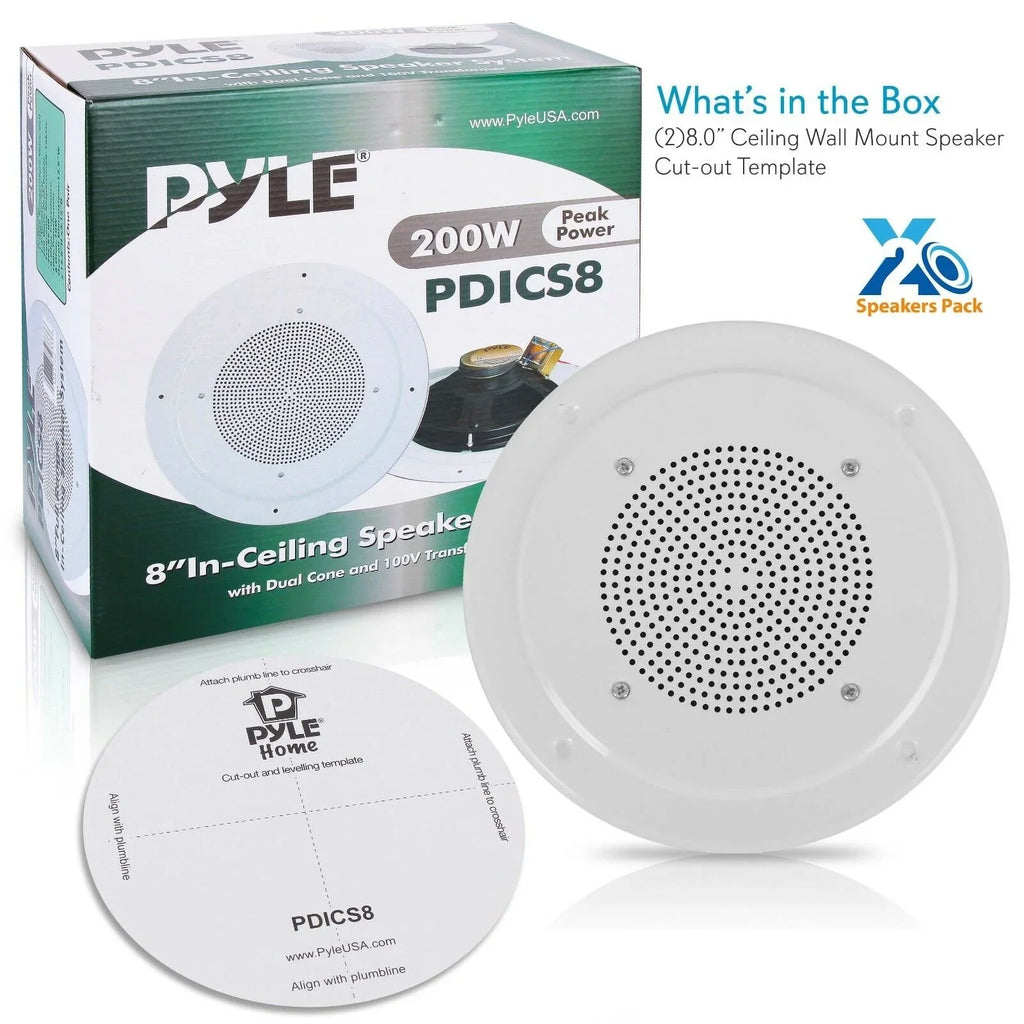 In-Wall (200 PA Watt) (for Speaker / with PYLE Transformer Intercom System) Inch - 100V Commercial Ceiling 8.0'' PDICS8 Tap