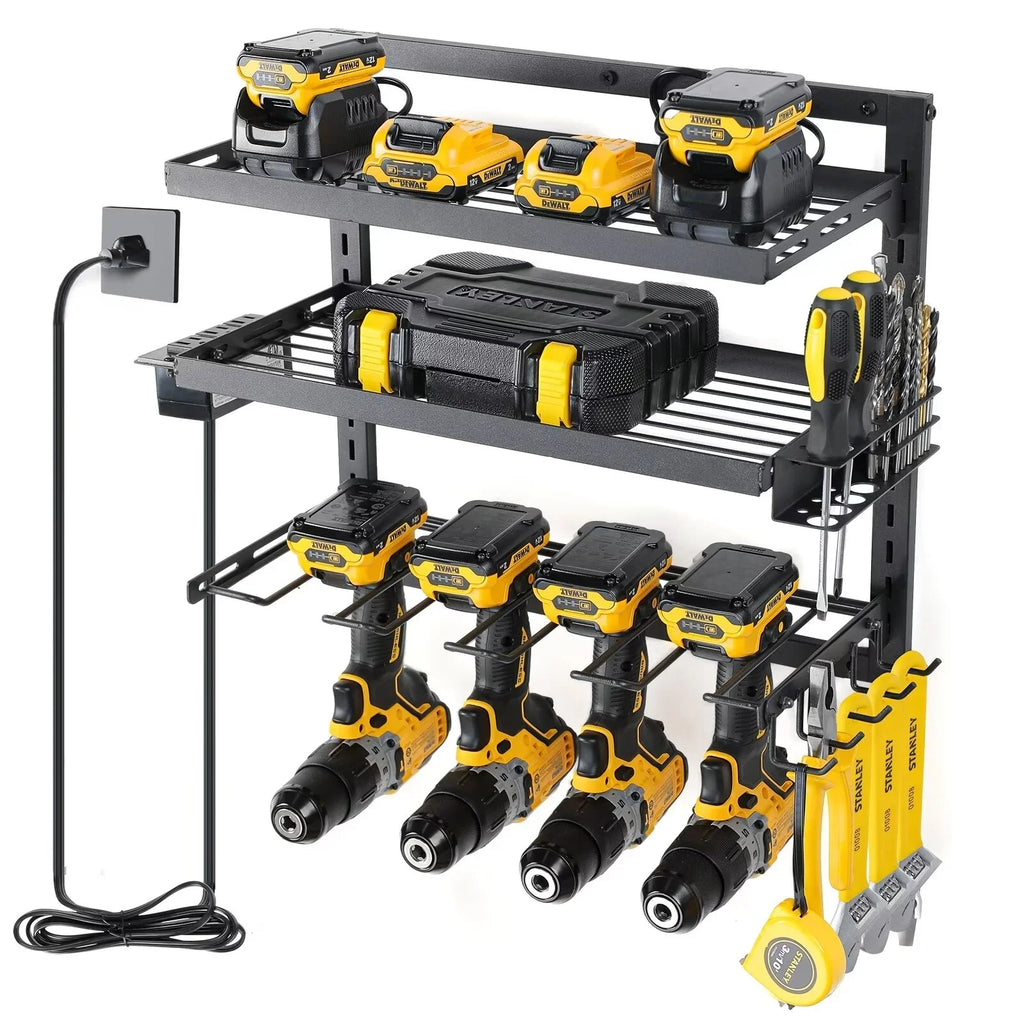 COFIT 3 with Organizer, Holder Station, and Power Layers Mount Tool Drill Storage Charging Iron for Tool Organization Power Rack Workshop Tool Wall Adjustable Height Organizer, Garage Tool