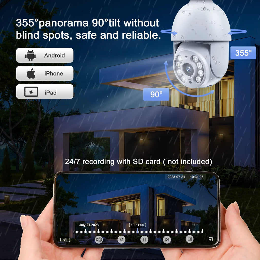 Security 2 Bulb Surveillance Packs Outdoor Camera Indoor WiFi Light SC30 Toguard PTZ Dome 2K/4MP Wireless Camera