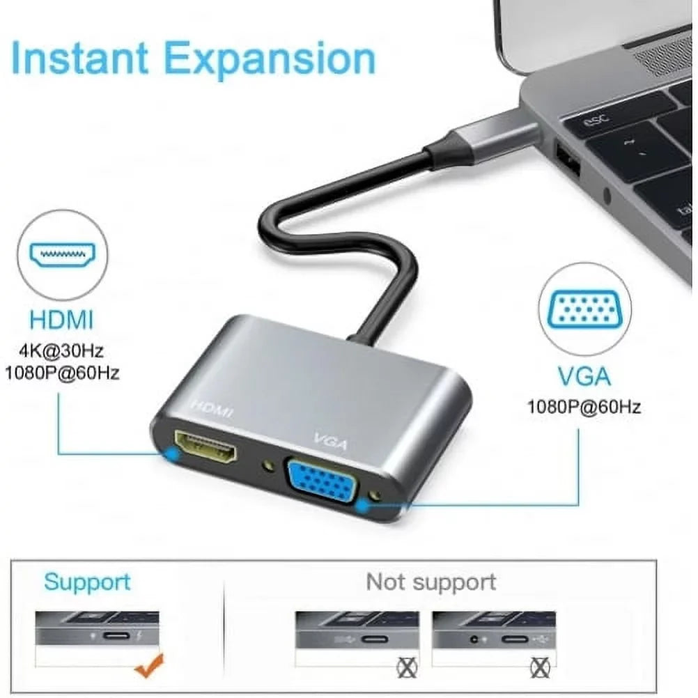 Samsung Video Adapter Converter Cable S8/S9/FE/Plus USB-C Hub for Galaxy Tab Splitter TV Tablets HDTV Video HDTV Projector to - VGA