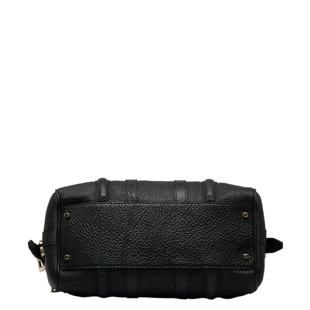 (Good) Burberry Women's Leather Calf Pre-Owned Bag BURBERRY Handbag Grain Side Belt Metal Shoulder Black