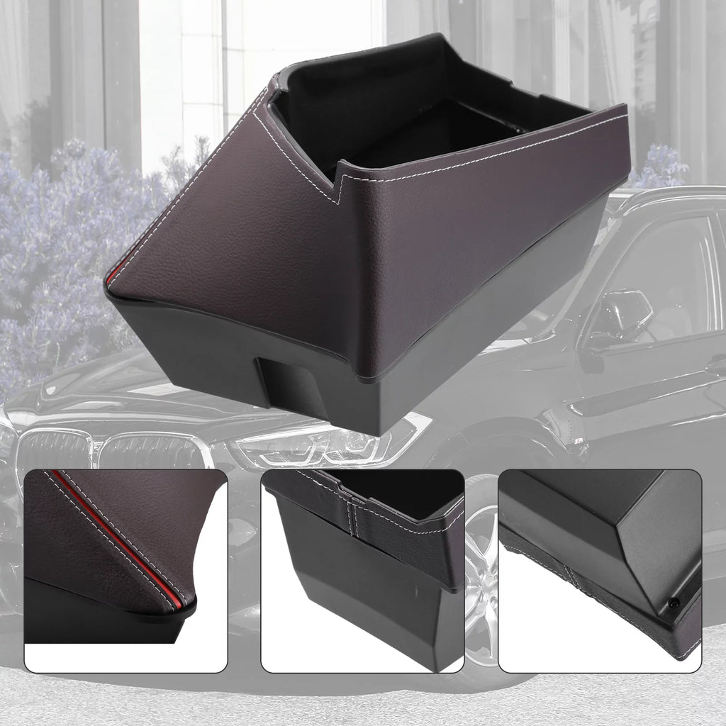 Side Armrest ABS Storage Brown F48 BMW F47 Box Car Container Red Organizer for for X1 Center Tray BMW X2