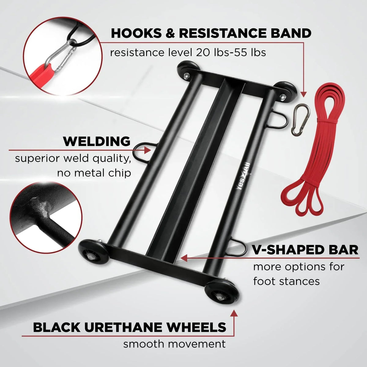Glute for Building,Black Yes4All Exercise Gym Wheels Hamstring, Glider, Home Glute Ham Booty Fitness,