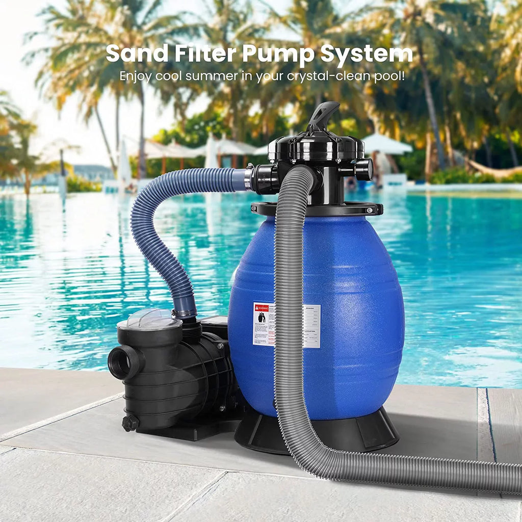 Gallons Pool Capacity VIVOHOME Fits GPH 3/4 Pool, Pump, with Filter Sand 2380 Sand 45 Hp Pound 15360