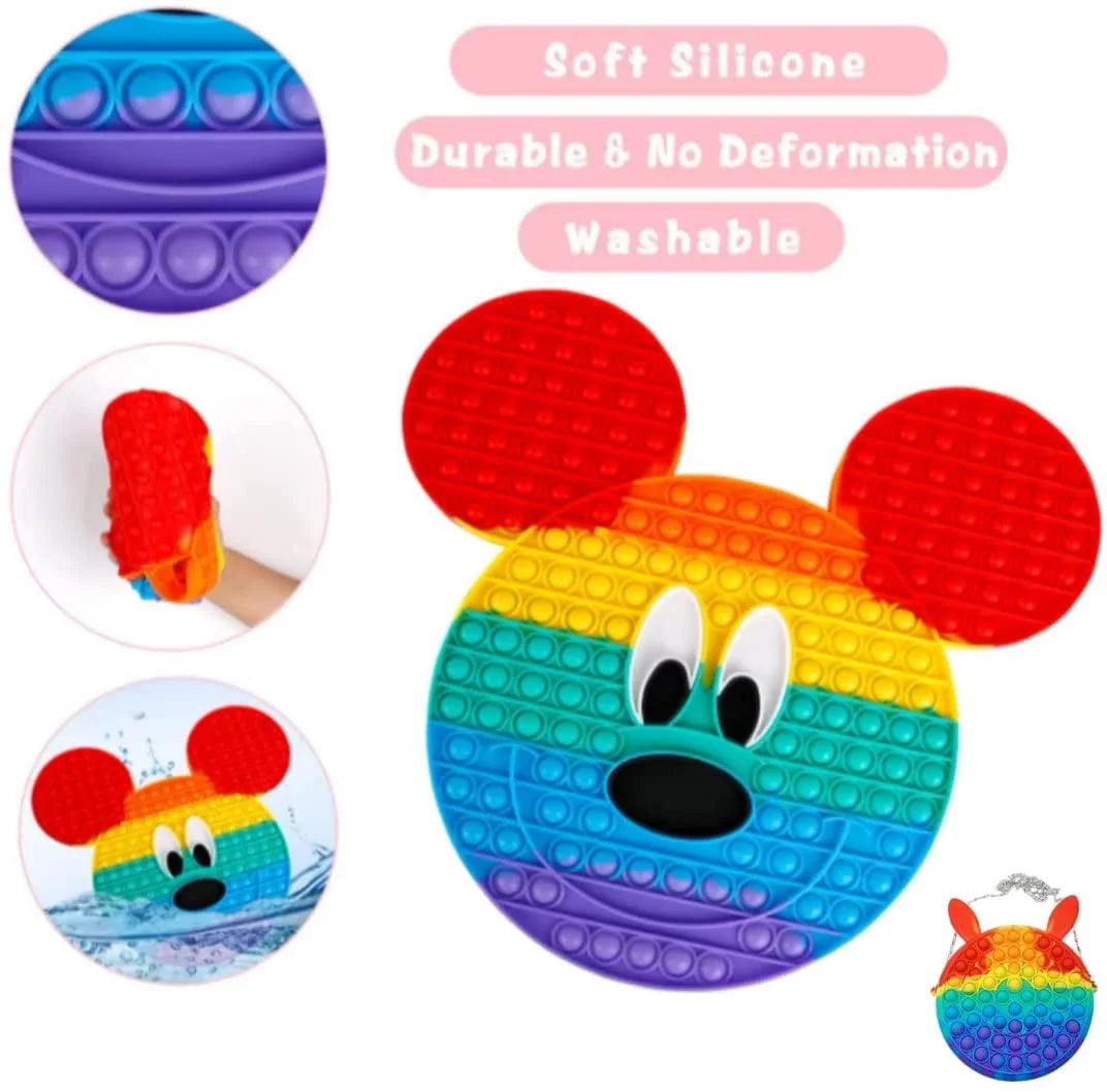 Teens Perfect Handbag, Mouse Popits Matching and Rainbow Large Popits with Gifts Red for Women