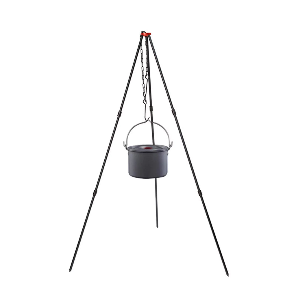 Accessory Tripod Cooking with ing Adjustable Stand Outdoor Grill , Portable Campfire Black Tripod, Pot Camping Aluminum Picnic Cookware