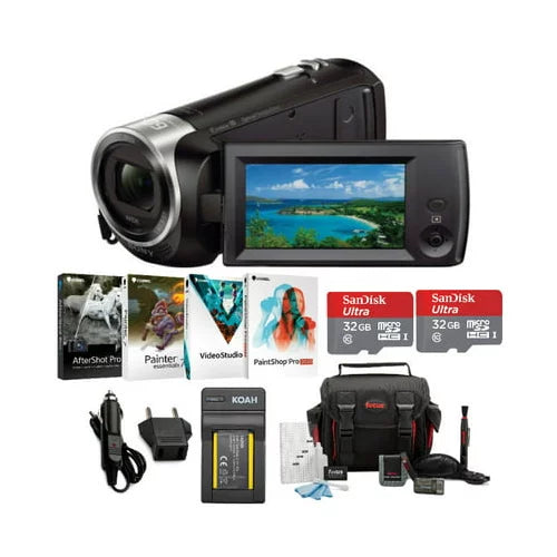 Two Camcorder and Sony Handycam Bundle HDR-CX405 32GB Cards Battery with Li-ion
