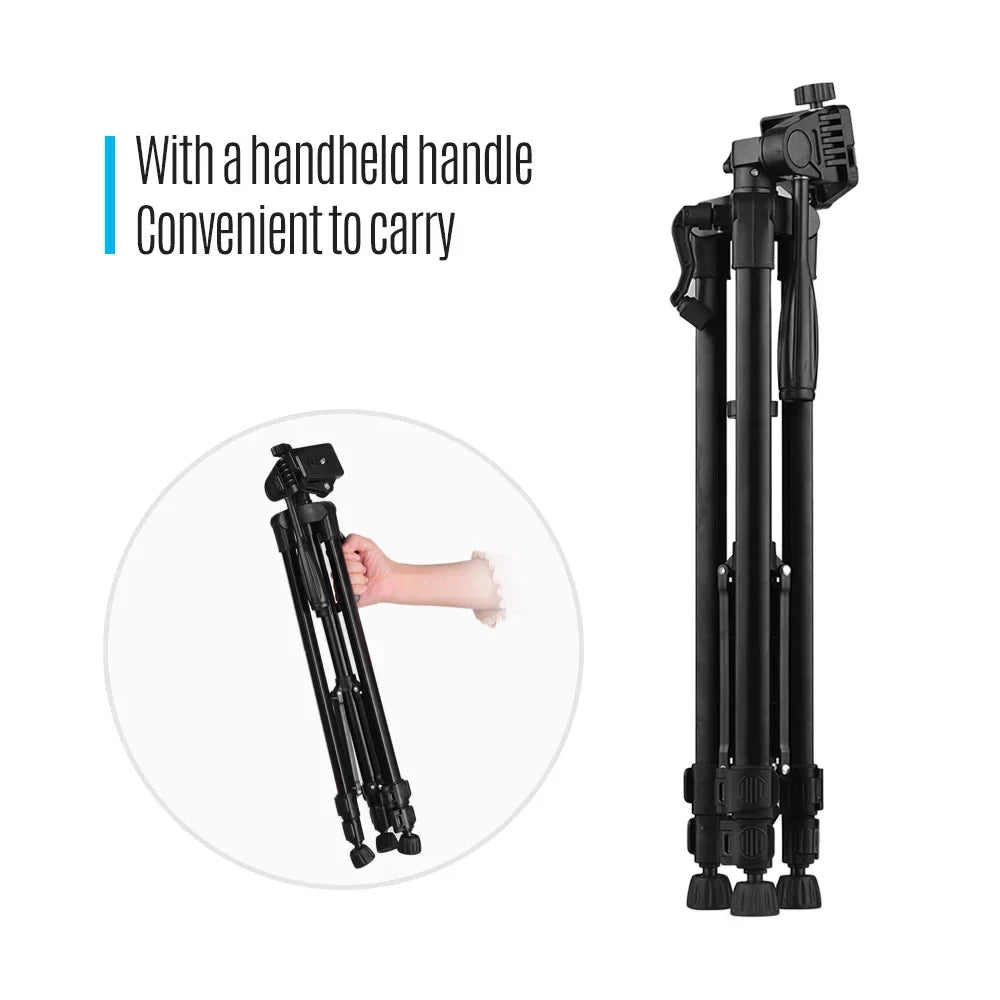 Capacity DSLR Lightweight Alloy Max. Holder 3kg Stand Andoer Tripod with Phone Aluminum for Photography Height 135cm/53in Carry Smartphone Load Bag Camera
