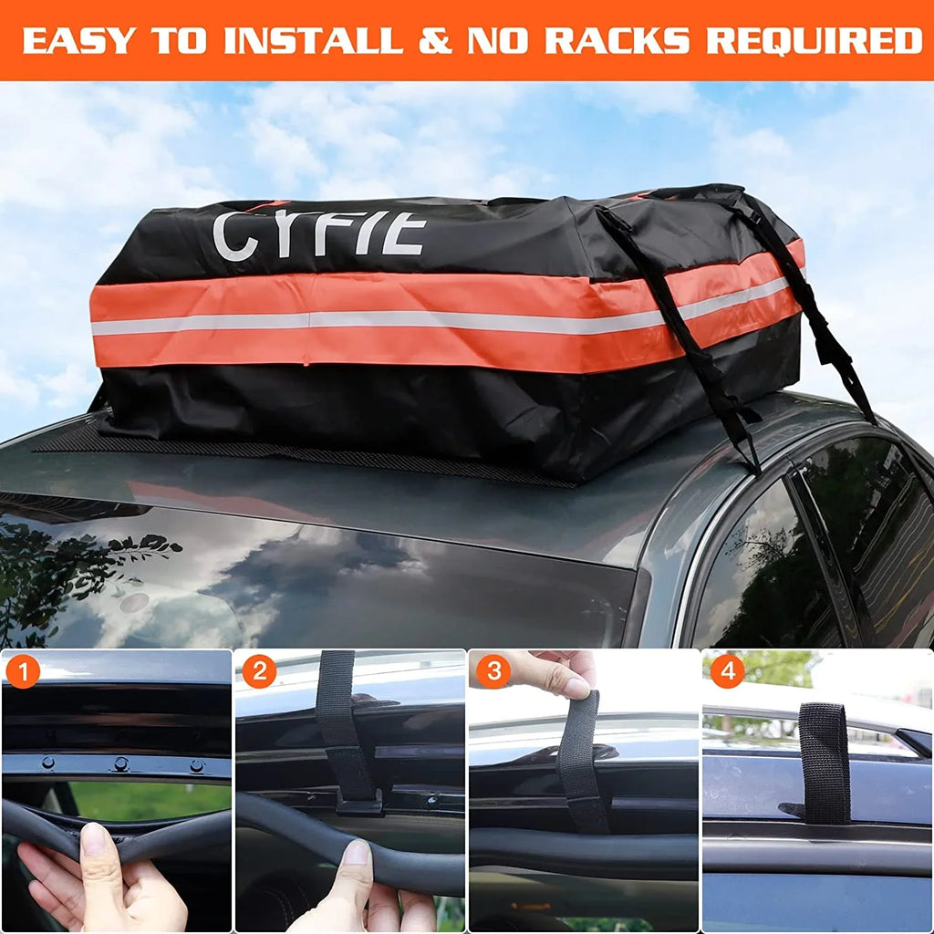 Cargo Hooks, Cars Straps, Top Carrier Car 15Cu. Rack, Bag 6 for Bag Reinforced Door for Includes with/Without Rooftop Anti-Slip Tearproof, All Car,SUV 8 & Storage Mat, ft Cyfie Waterproof