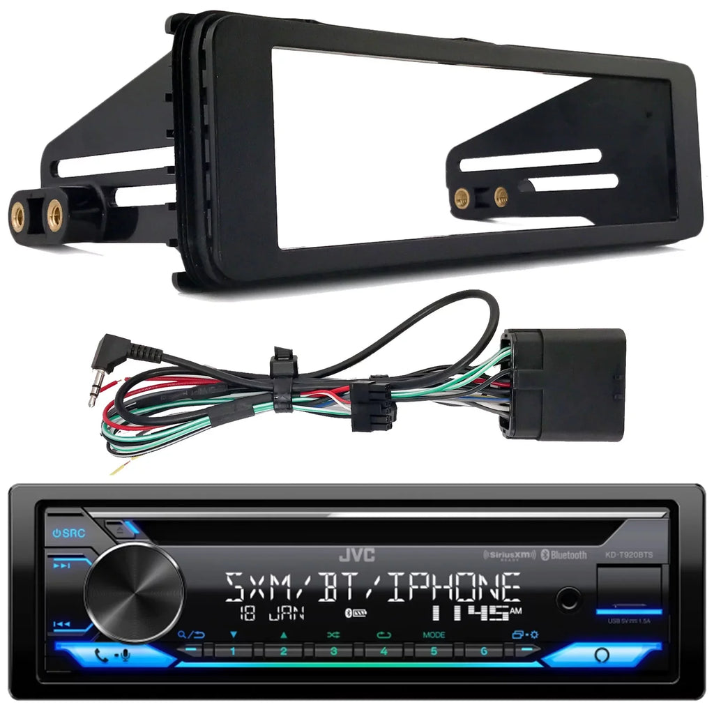 Select JVC DIN Stereo Single Player Motorcycles) CD KD-T920BTS (Fits Harley Bluetooth Radio Receiver Kit Davidson Touring USB Combo Bundle AUX Installation with AM/FM Single-DIN In-Dash 1998-2013