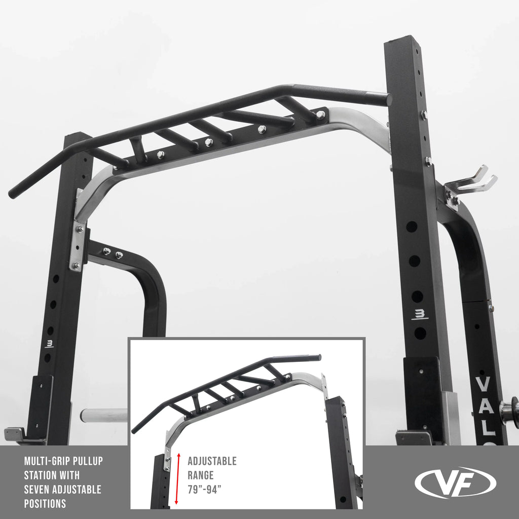 Squat Resistance 5 – -BD-58 Machine and Position Half Up Pegs Storage, Station Multi-Grip Fitness lbs – Equipment Power 1000 Adjustable Rack Height, Plate Max Valor Rack & Band – Bar Pull -