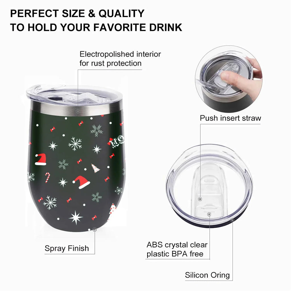 Cups Cups, Cup Tumbler Stainless Belly Color Insulation Lid, U Eggshell 304 Wine Christmas Vacuum Steel with Hidove Layer Cup Insulated Shape 12oz Tree Big Double Red Green and Cup with