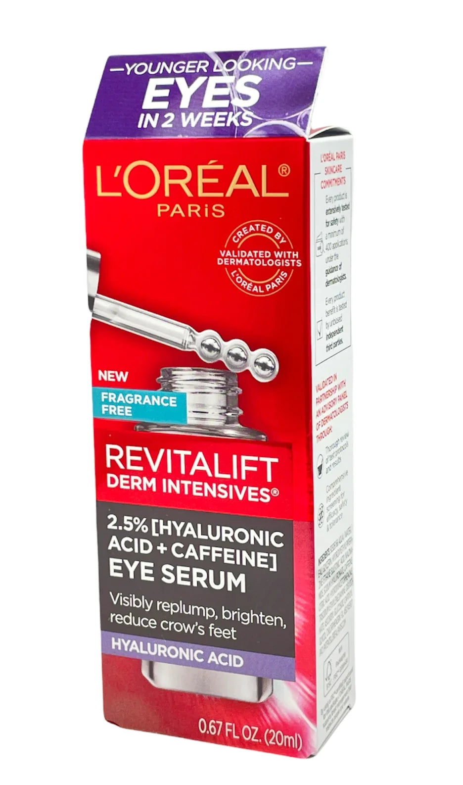 2.5% Acid+Caffeine Hyaluronic 0.6oz L'Oreal Eye Serum Revitalift Derm Intensives