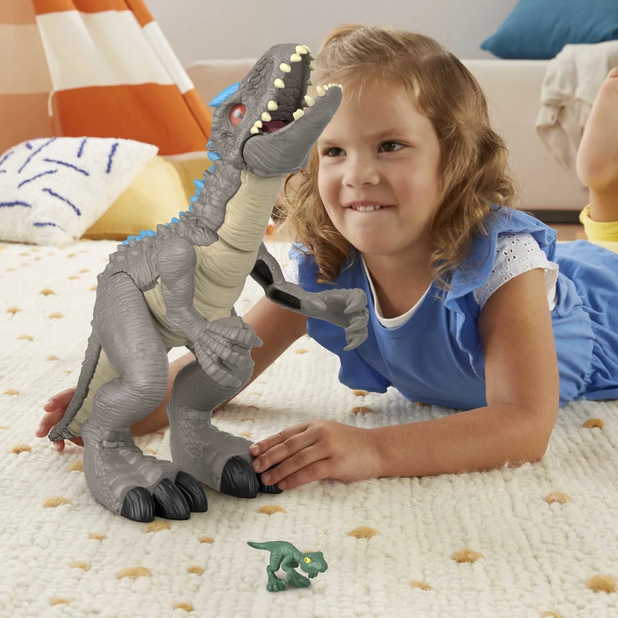Toy Imaginext Action Jurassic Preschool Child Thrashing with for World Indominus Rex Dinosaur