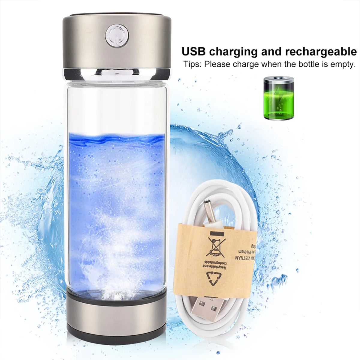 Maker USB Hydrogen Rechargeable Body Portable Healthy Purifier Antioxidant Filter Lonizer Water Hydrated Water Lonized Rich Keep Generator Bottle Water Anti-Aging