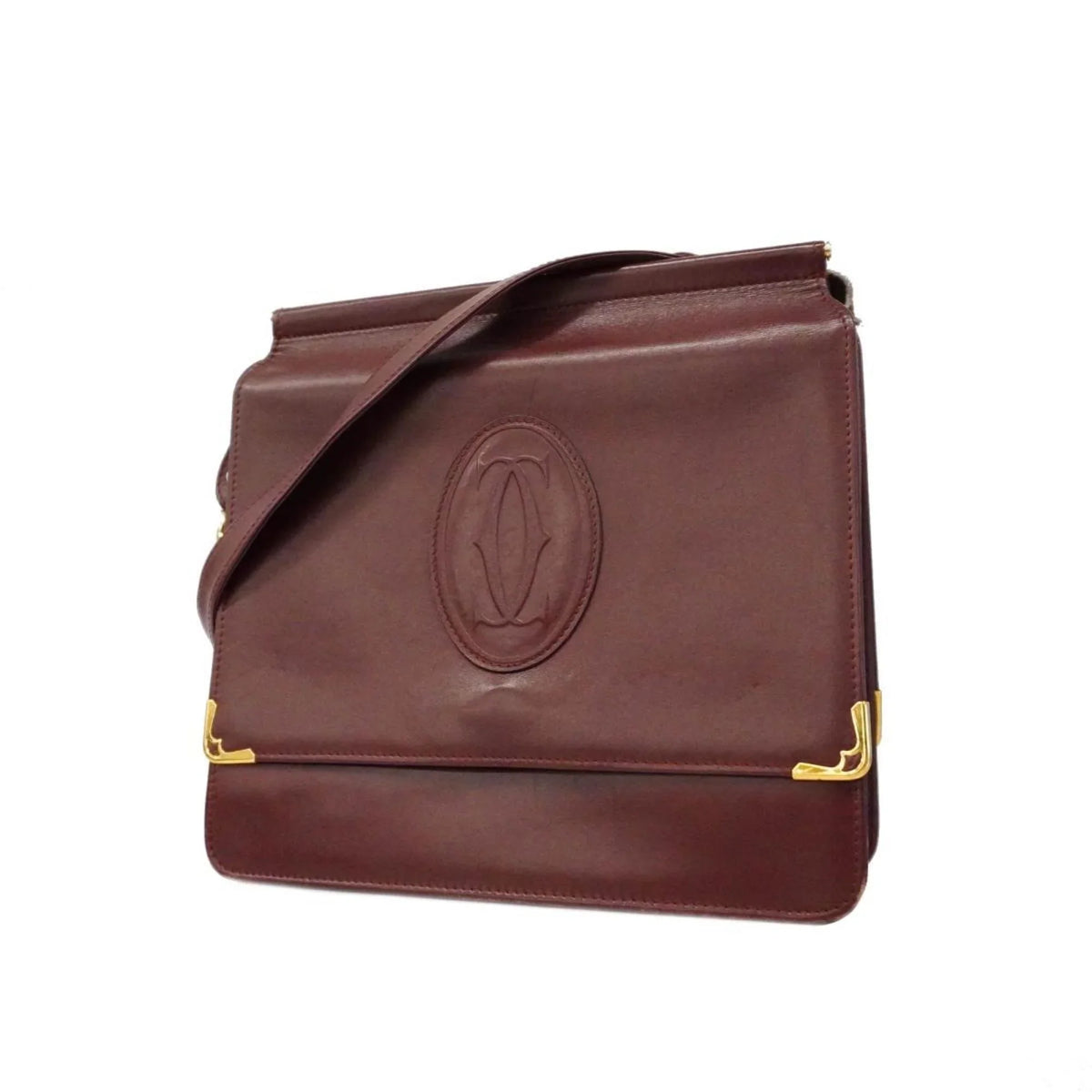 Bordeaux (Good) Pre-Owned Leather Must Bag Cartier Women's Shoulder