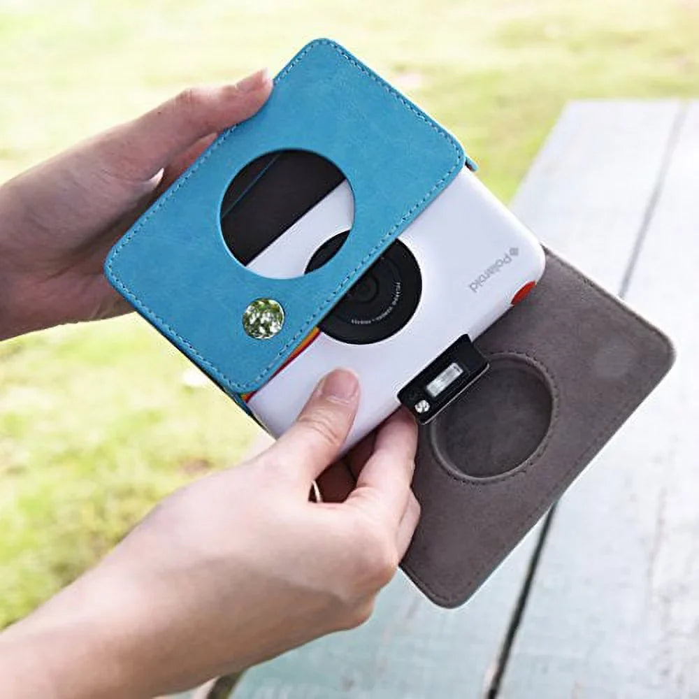 Camera Print Case Snap Leatherette Custom Instant – Digital Touch Snug Design Fit Polaroid for (Blue)