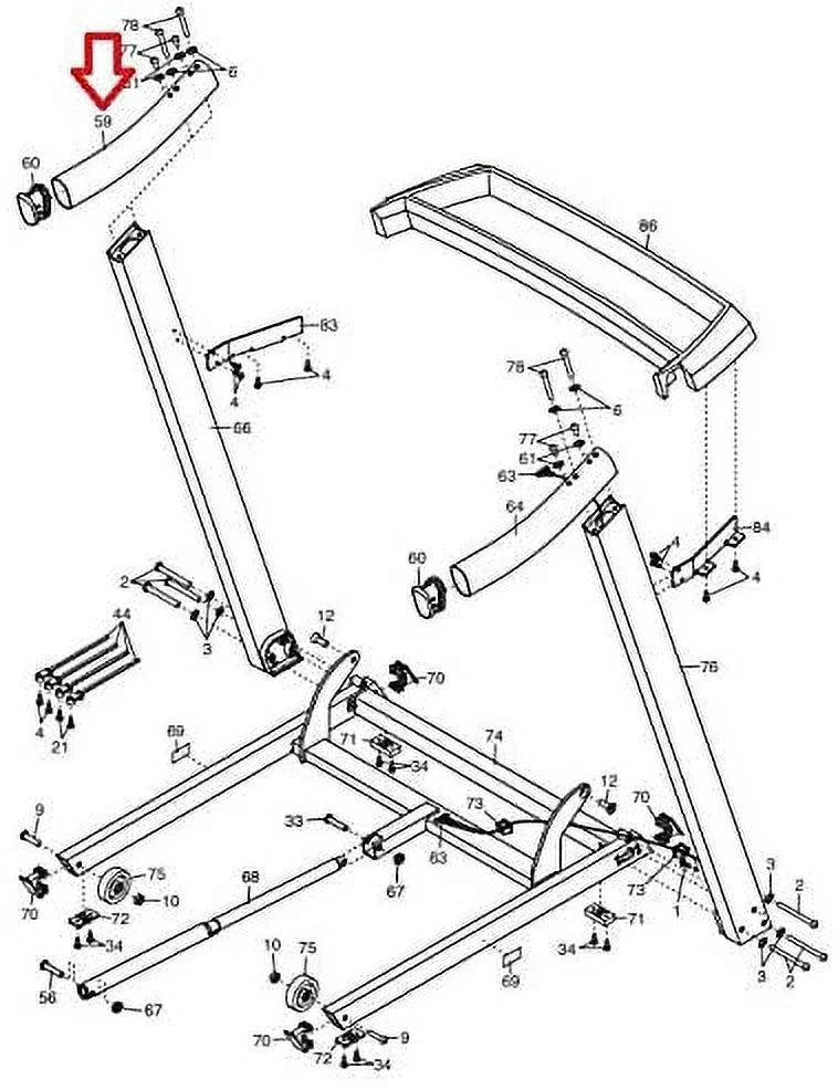 Proform 347723 with Inc. & Left Assembly Works Health Icon Fitness, Treadmill Handrail