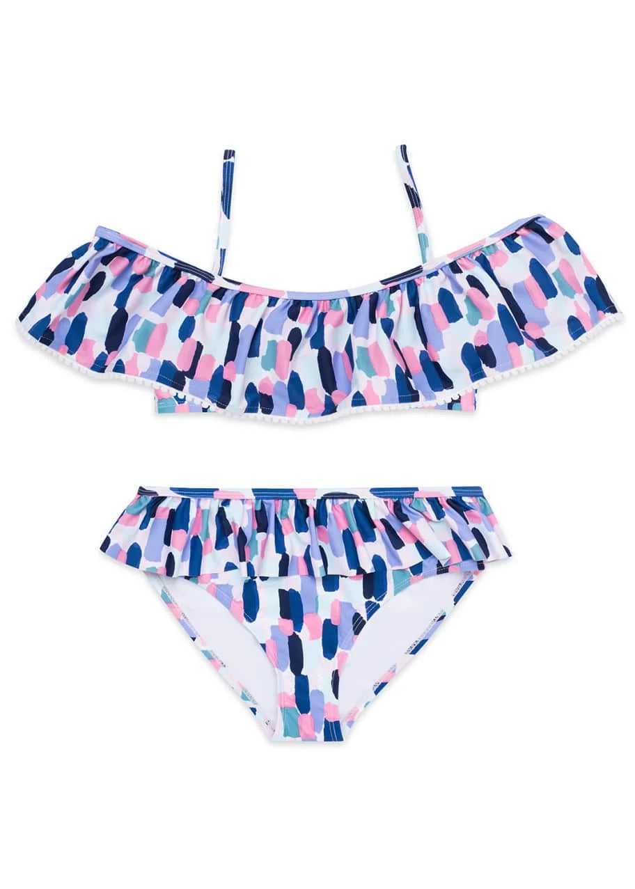 New Size stroke-print York Kate two-piece Spade 2 off-the-shoulder brush swimsuit