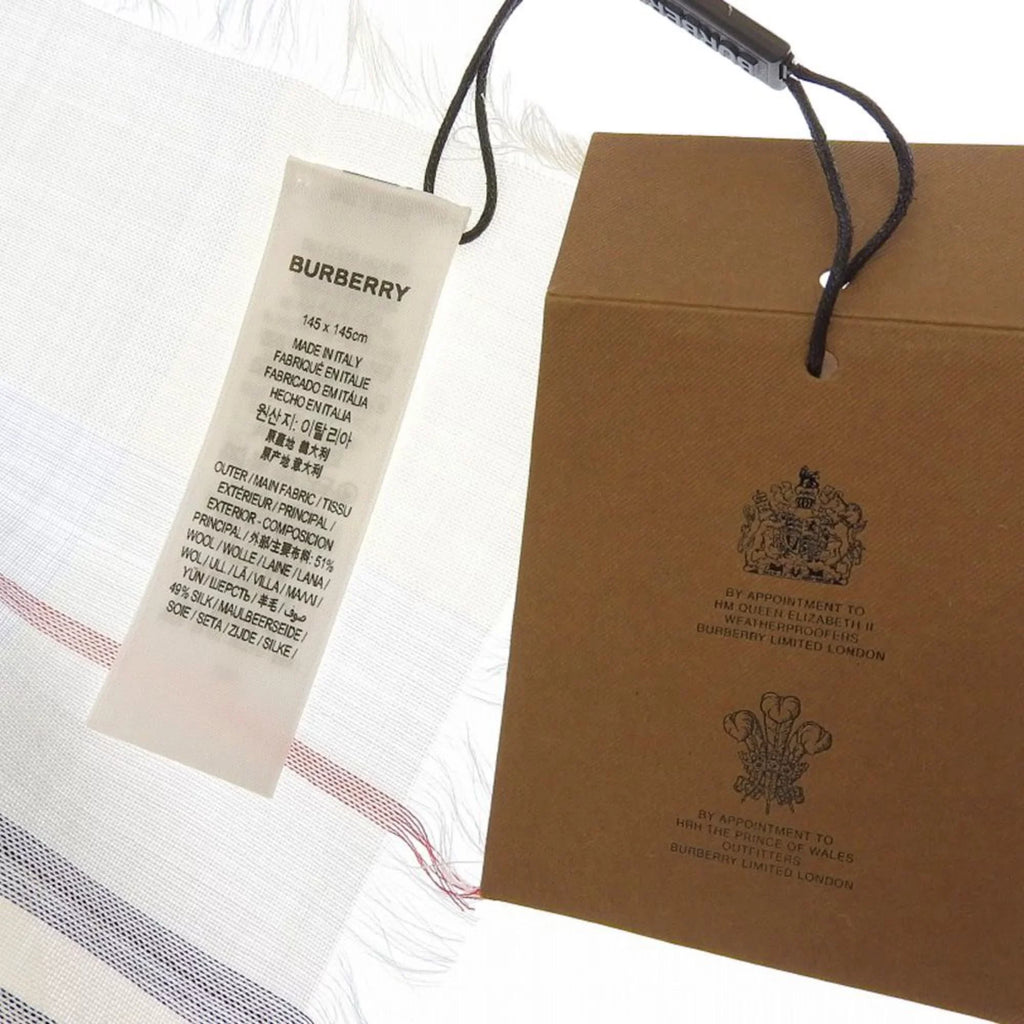 stripe New) silk Pre-Owned (Like blue Burberry 80173691 BURBERRY scarf light wool border