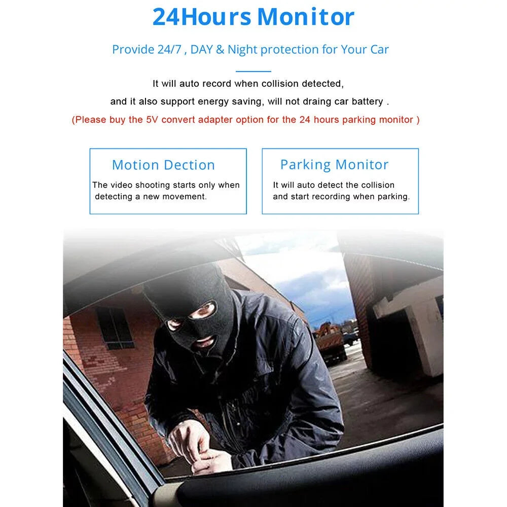 Cam 4K Paddsun View Control Backup WiFi Mirror Rear Dash Voice GPS Car 12" Dual Camera