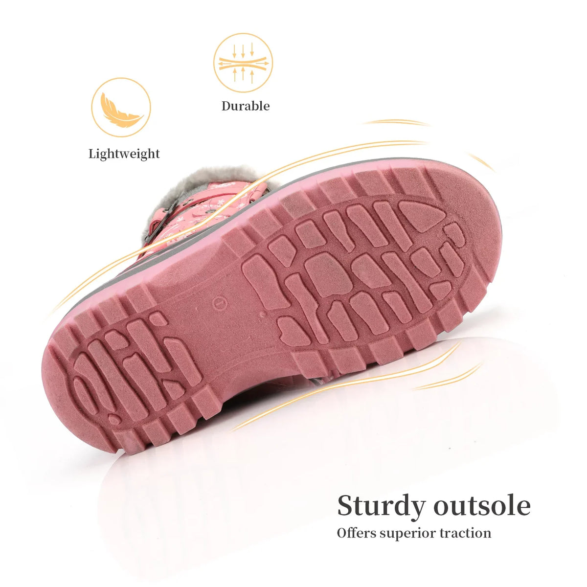 Lace PINK Warm Girls Shoes Winter Ankle Boots Dream Waterproof Snow Size Boys 12 Pairs Boots Up KRIVER-1