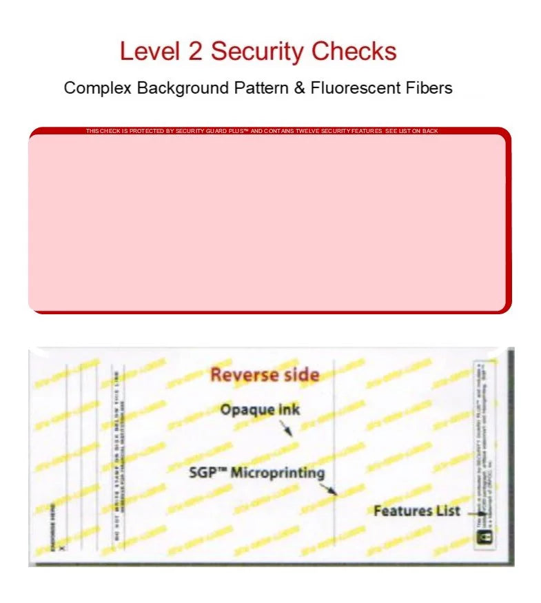 Zapco Red 3-Up Pattern, 8-1/2" 12 w OF with PACK Complex Checks, x Security - 100 Background High-Security Check Microperfed Features SHEETS Paper, 11",
