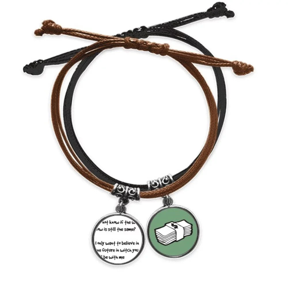 Chain Rope Quote Leather Wristband Hand Famous Poetry Money You With Bracelet Future