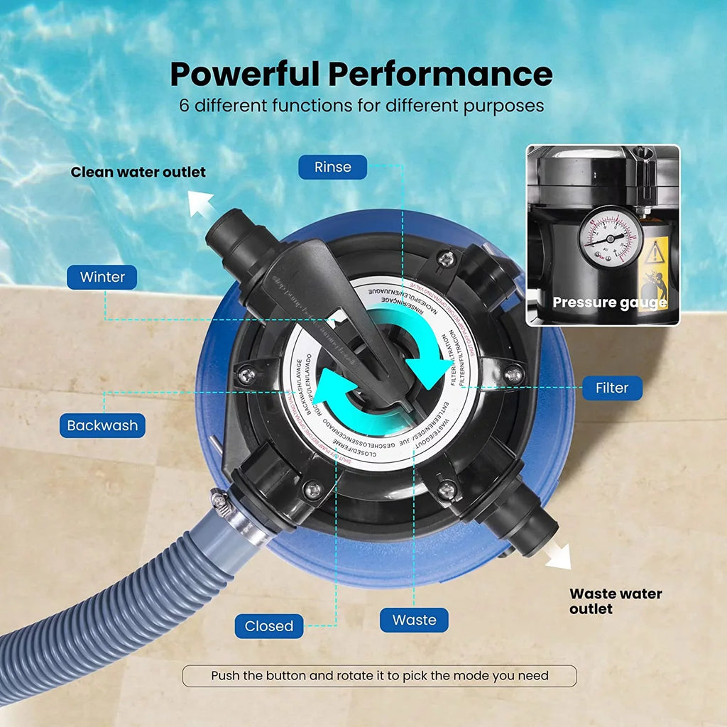 Gallons Pool Capacity VIVOHOME Fits GPH 3/4 Pool, Pump, with Filter Sand 2380 Sand 45 Hp Pound 15360