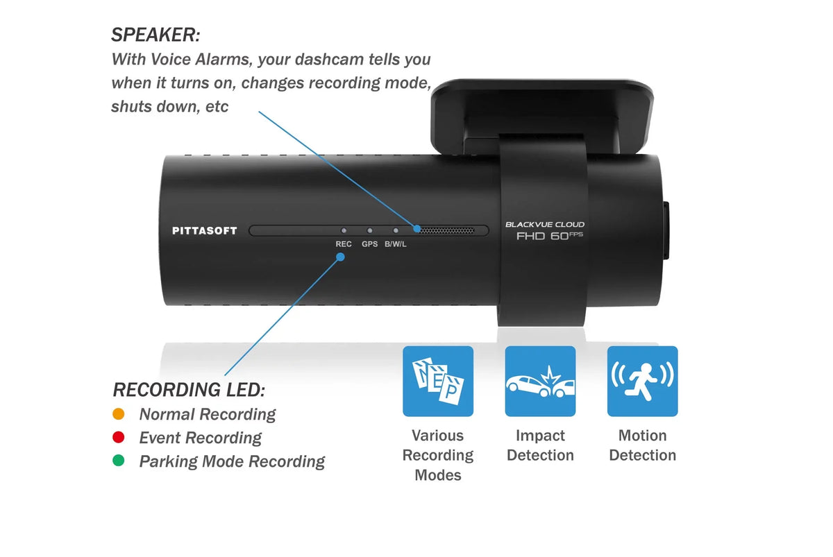 GPS & Cloud-Ready | WiFi DR770X-2CH-TRUCK + Card With Waterproof BlackVue 60FPS 64GB Dash Cam Exterior 1080p Front