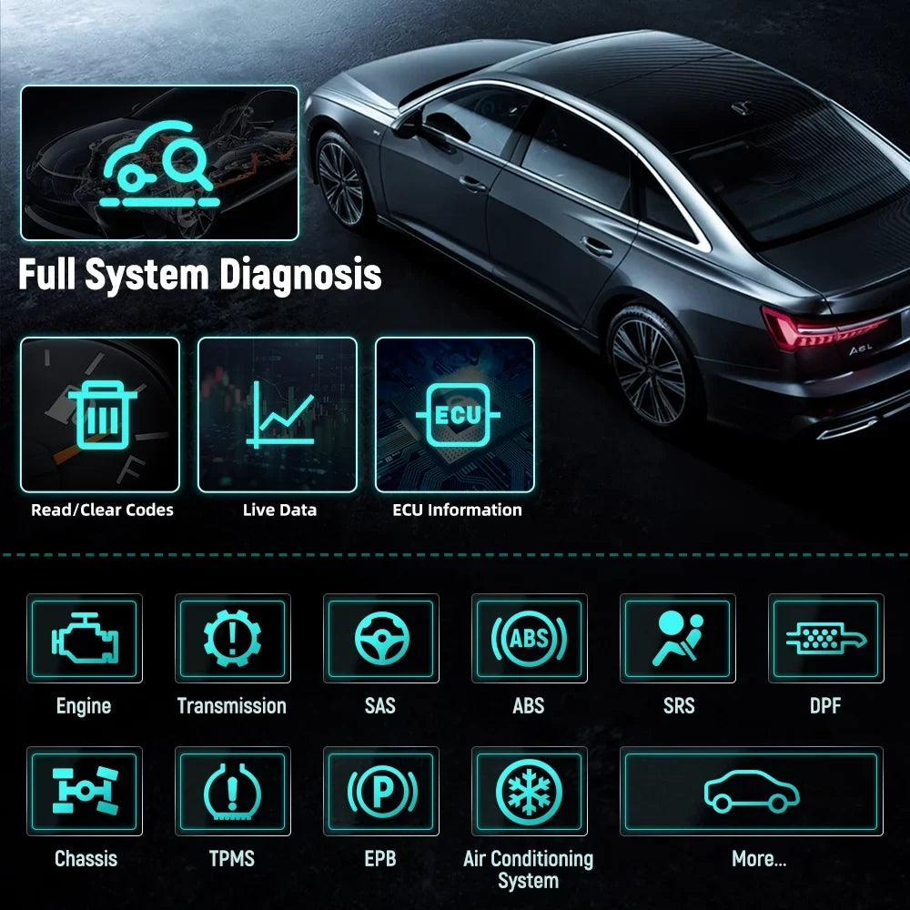 Throttle NT726 Diagnostic Injector Reset Reader System ABS Service Automotive All OBD2 Gift: 12 BMS Reset Automotive OBDII FOXWELL Scanner, Tester Code Suspension Coding Tool Bleeding Battery Scanner