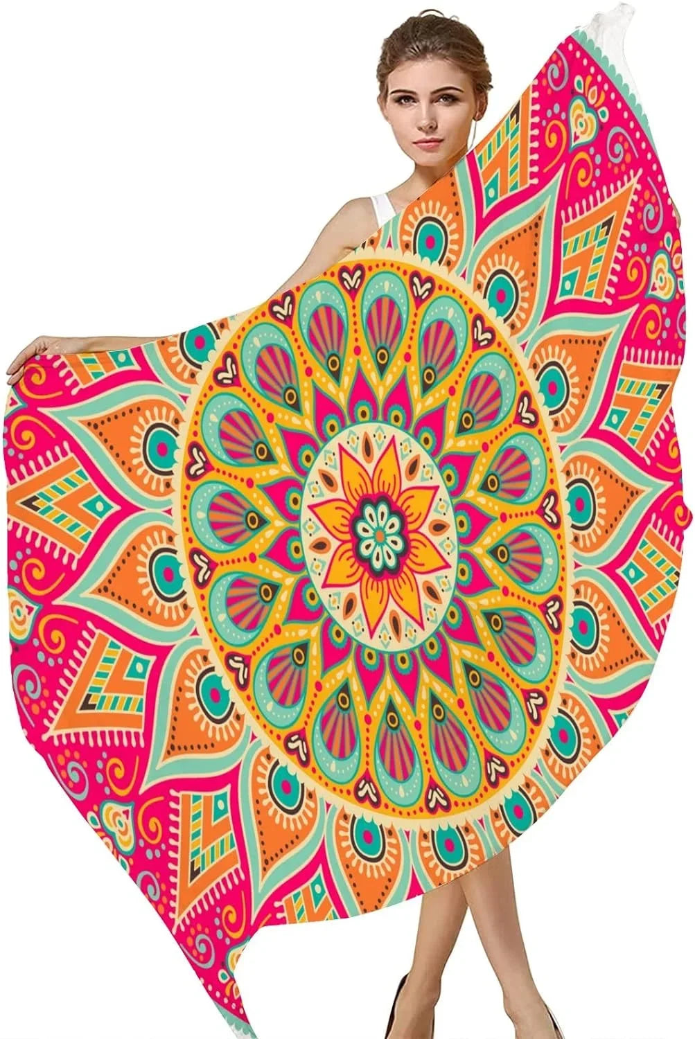 Scarves Floral Neck for Mandala Wrap Scarf Girls Long Hyjoy Shawl Silk Women Lightweight