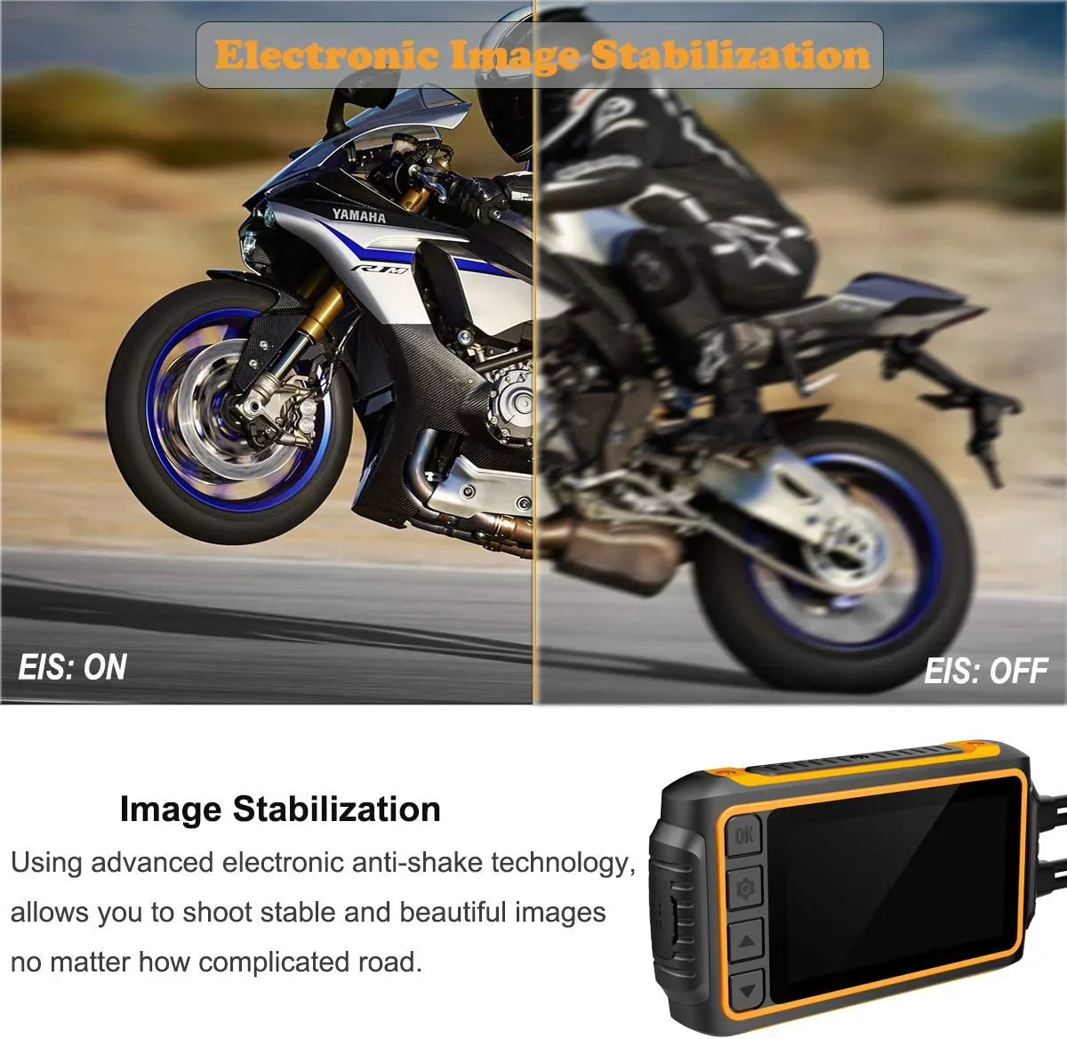 Waterproof Wide LCD GPS, Recording and Lens Waterproof Angle Motorcycle, with ZOMFOM 150° Dash for Camera up Max Wired G-Sensor, Rear 1080P Cam EIS to 256GB Wi-Fi, 3'' and FHD Control, Front