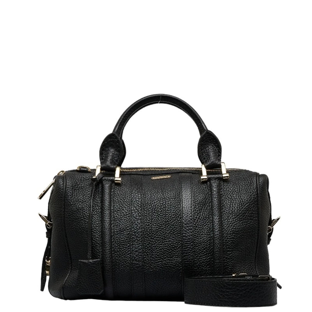 (Good) Burberry Women's Leather Calf Pre-Owned Bag BURBERRY Handbag Grain Side Belt Metal Shoulder Black