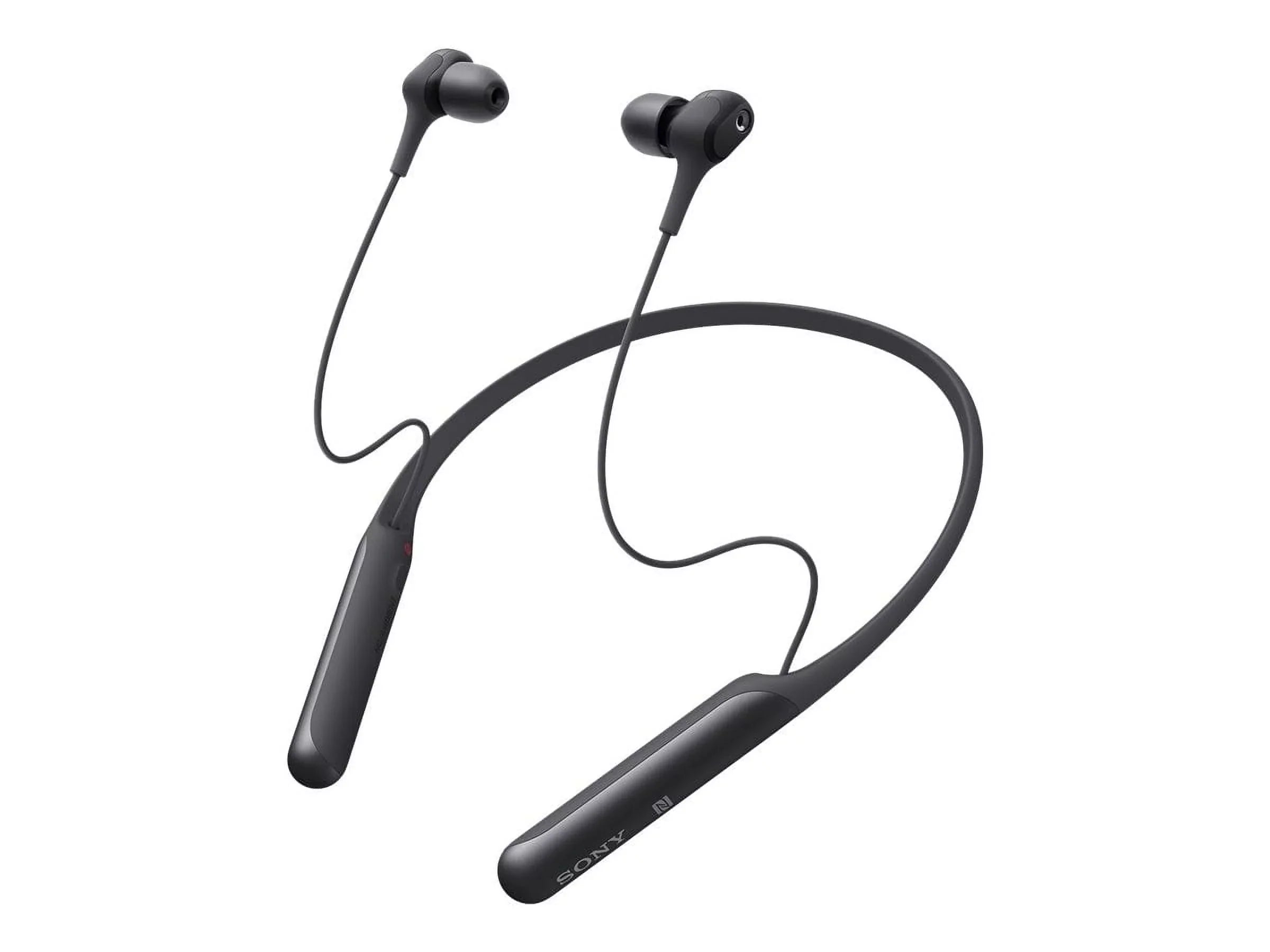 with - - - wireless - - Earphones black NFC canceling - mic - mount Bluetooth WI-C600N active noise - in-ear Sony behind-the-neck