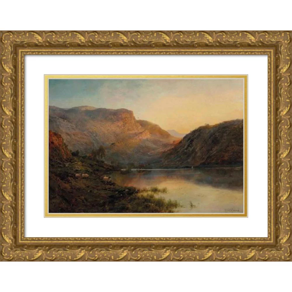 Bréanski The Evening Gold Art Print Alfred Wood Double - Lomond Matted 18x13 Museum de Titled Vale and Ornate Eagle, Frame Glow, Loch of