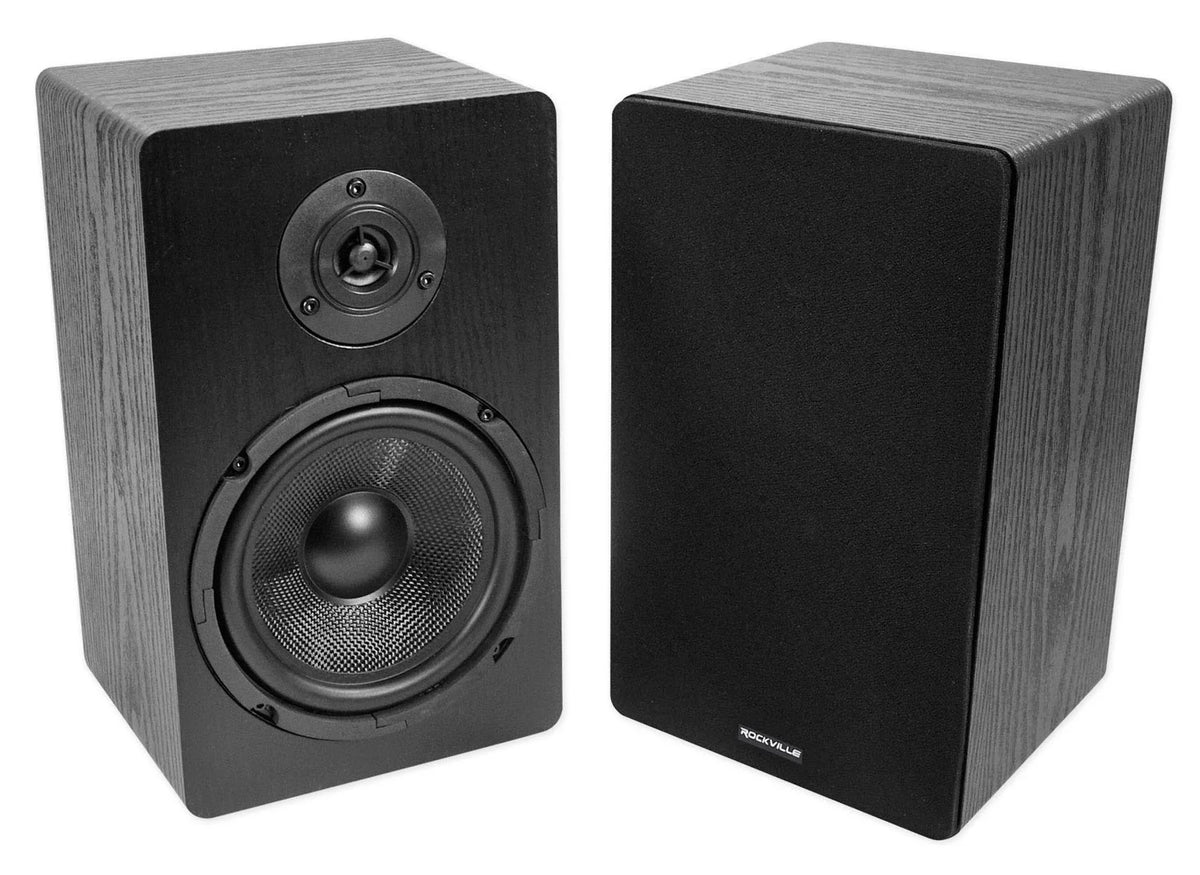Bookshelf 150 Speakers+Stands Bluetooth+(4) Amplifier Rockville w/ BLUAMP 6.5"