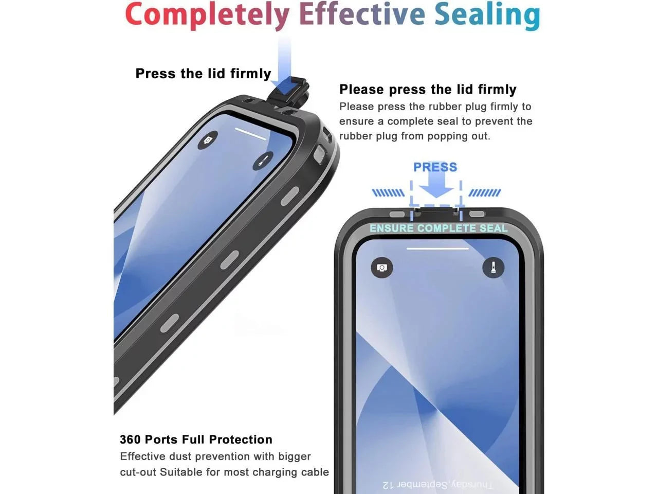 Case Full inch Screen with Protective Waterproof Protector,Underwater 13 Built-in Dustproof Shockproof For Full-Body 13 iPhone Cover iPhone Sealed for 6.1