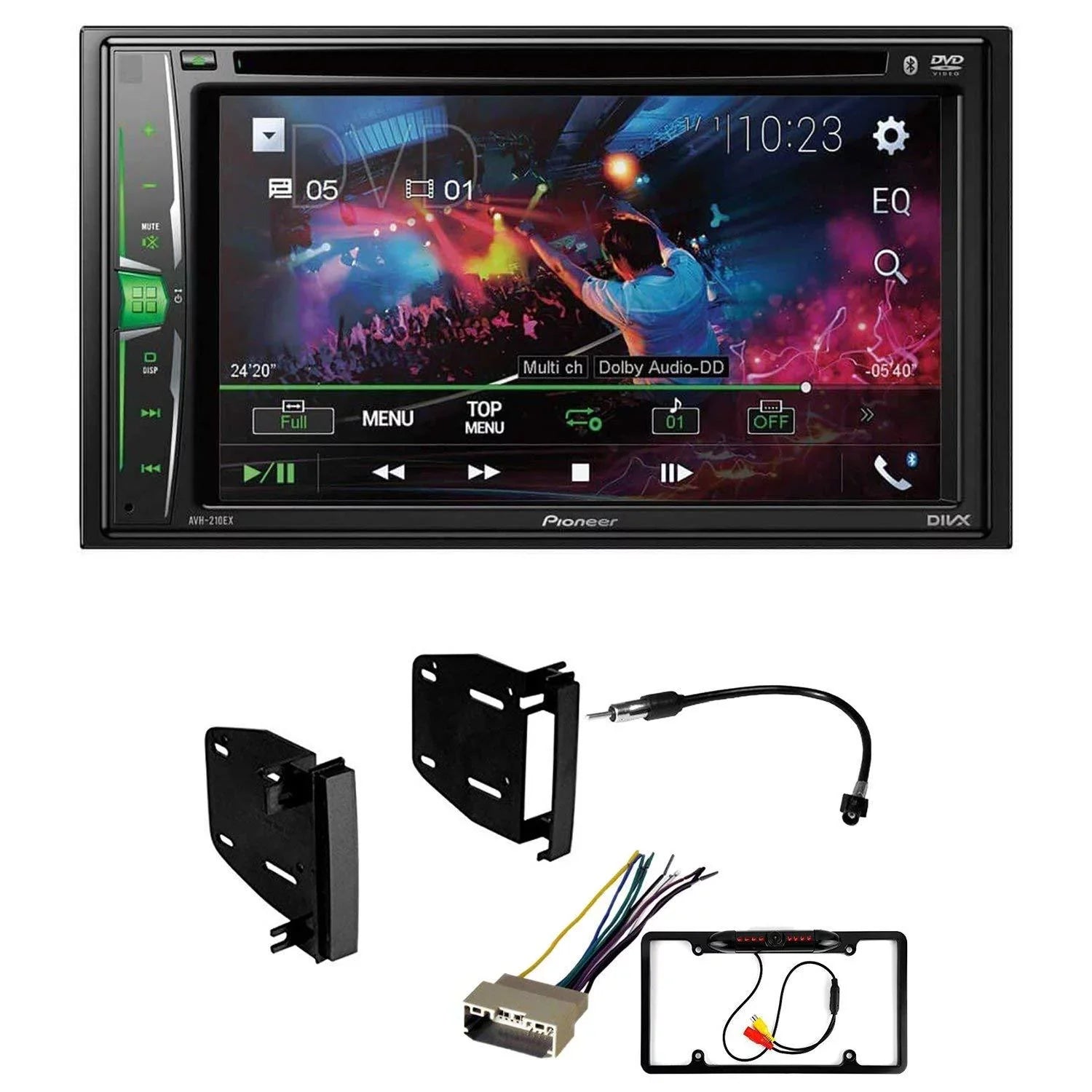 2008-2010 6.2" Kit/in-Dash with 300 Chrysler Stereo Bundle Bluetooth/Backup W/ WVGA Touchscreen Double Car Receiver Media KIT4688 AM/FM for DVD/CD Pioneer Digital DIN Camera/Installation