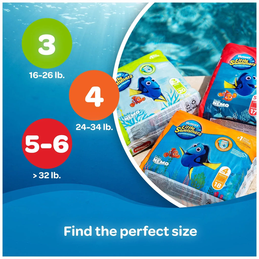 5-6 Huggies Ct 34 Large, Size Diapers, Swimmers Swim Little