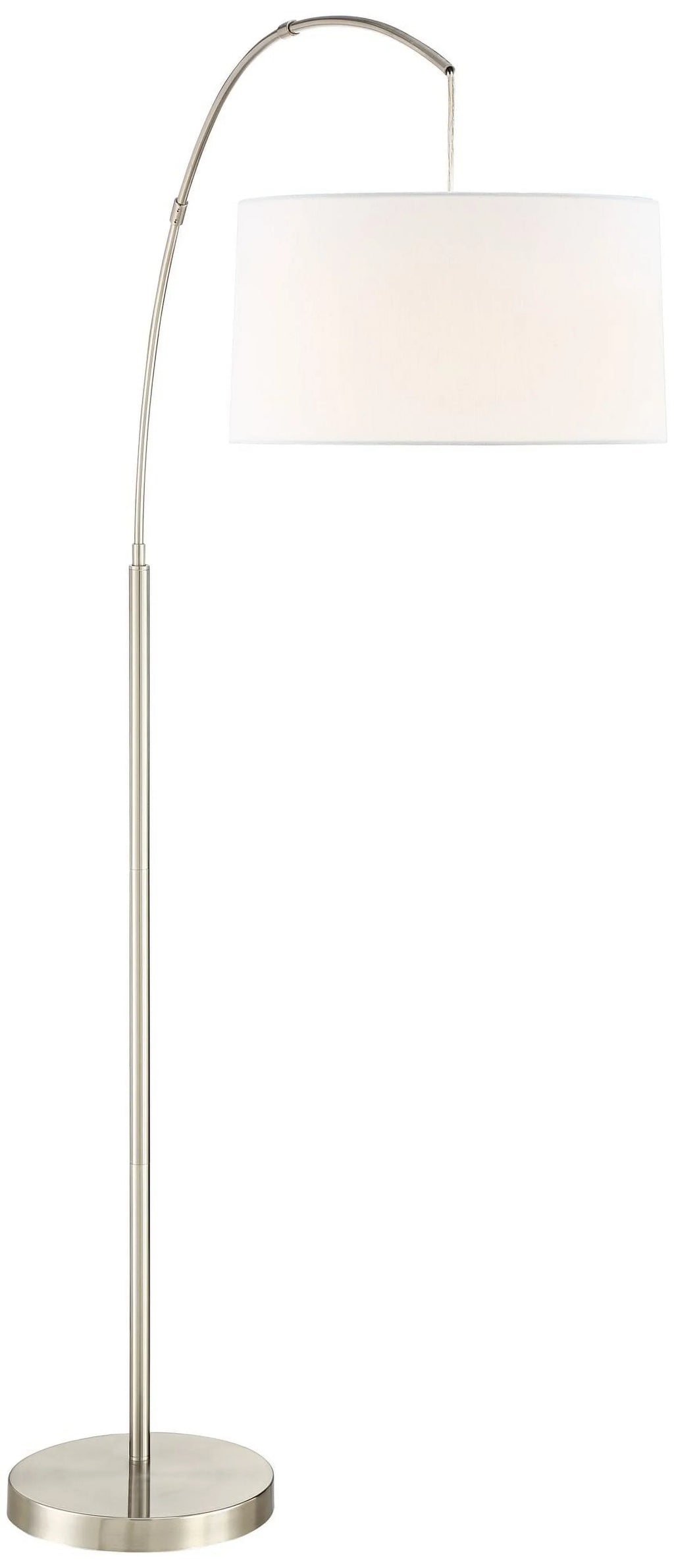 Floor Brushed Drum for Tall 360 Standing Reading Office Room 72" Linen Lamp Cora White Shade Living Nickel Arc Lighting Metal Bedroom House Modern