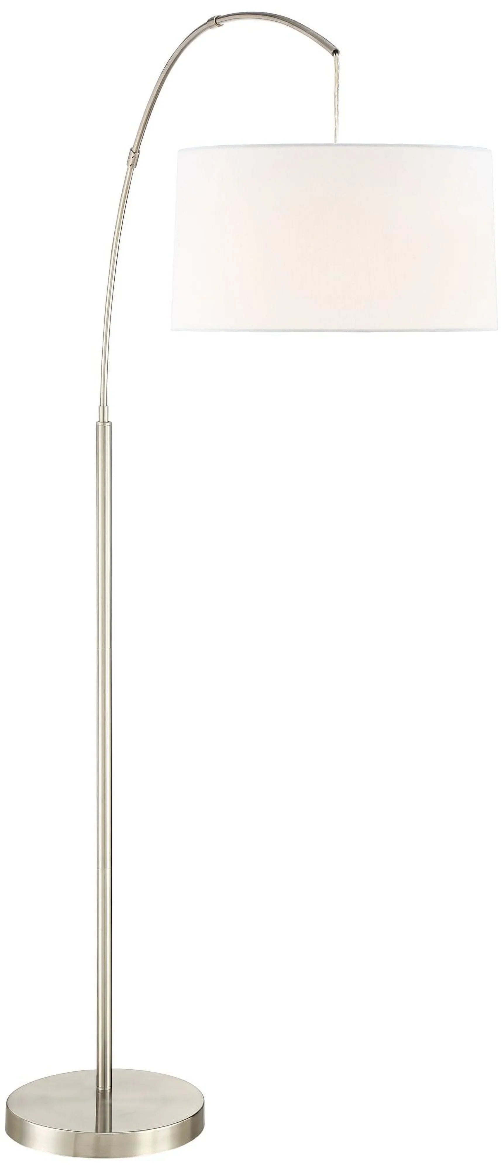 Floor Brushed Drum for Tall 360 Standing Reading Office Room 72" Linen Lamp Cora White Shade Living Nickel Arc Lighting Metal Bedroom House Modern